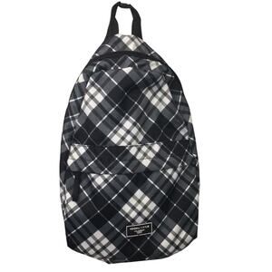 Kendall & Kylie Black White Plaid Soft Lightweight Adjustable Strap Backpack